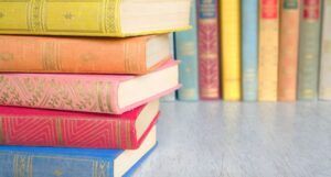 Image of a stack of colorful books