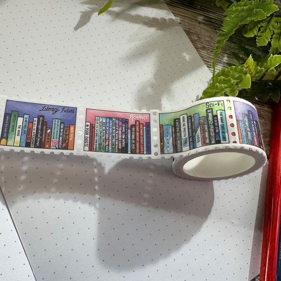 image of washi tape in stamp-sized sections, with each section representing a different genre 