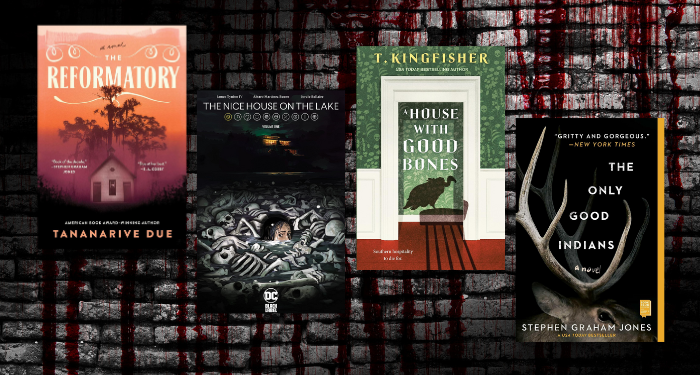four of the horror novel covers listed