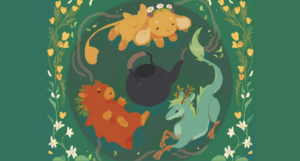 a cropped cover of The Tea Dragon Society boxed set showing tiny adorable tea dragons