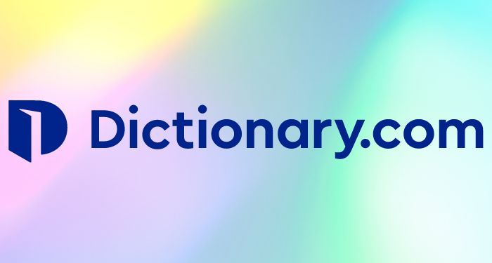 dictionary.com logo against rainbow