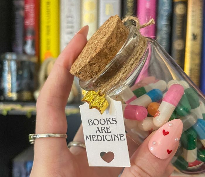 books are medicine TBR Jar filled with large pill capsules