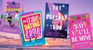 covers of four new romance reads to read on the beach in 2024