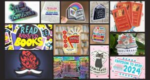 collage of stickers about the freedom to read