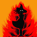 a silhouette of a burning witch from the cover of A Witch's Guide to Burning