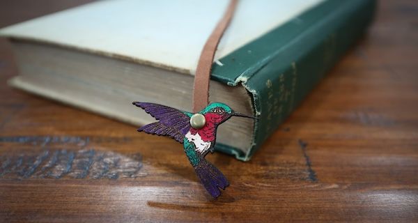 leather hummingbird bookmark