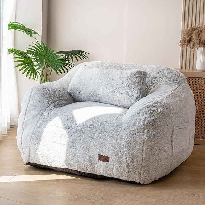 giant light gray beanbag chair