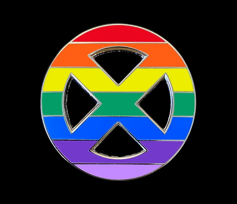 Rainbow X-men logo enamel pin