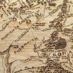 closeup of cutting board engraved with a map of Middle Earth