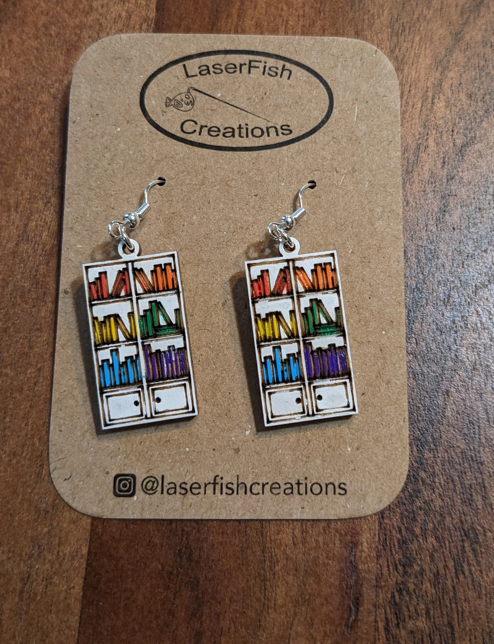 rainbow book shelf earrings