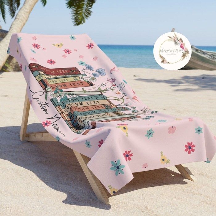 beach towel laid on top of a lounge chair on the beach