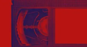 a red-hued closeup of a VHS tape