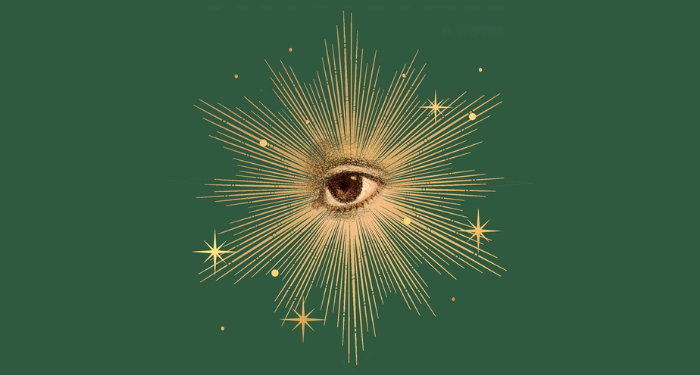 cropped cover of Catalina, showing an illustration of an eye with gold rays radiating outward