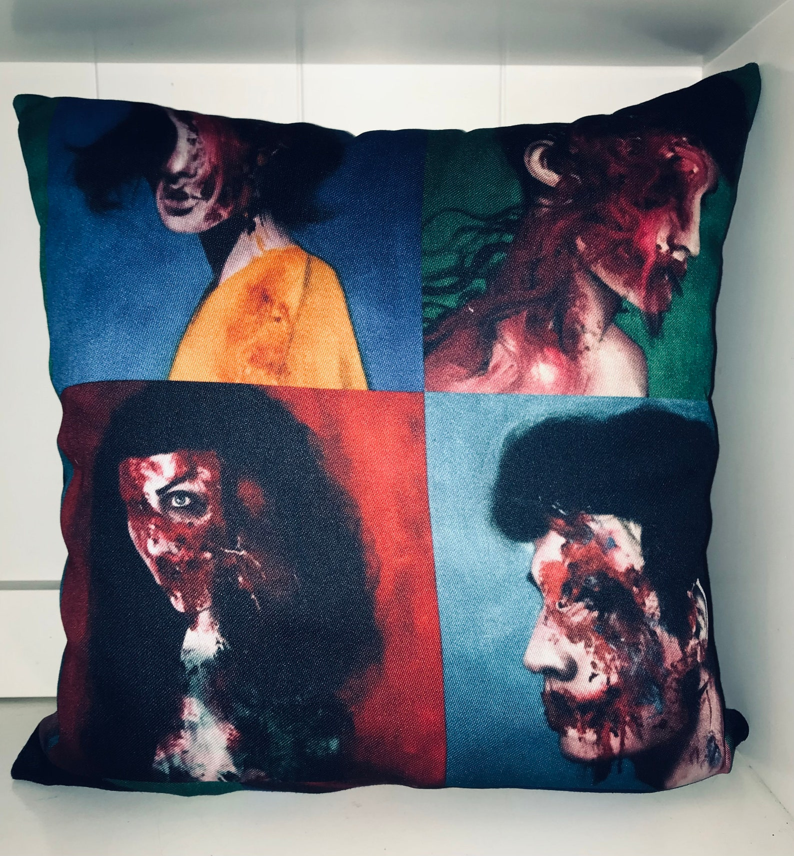 Pillows with bloody faces