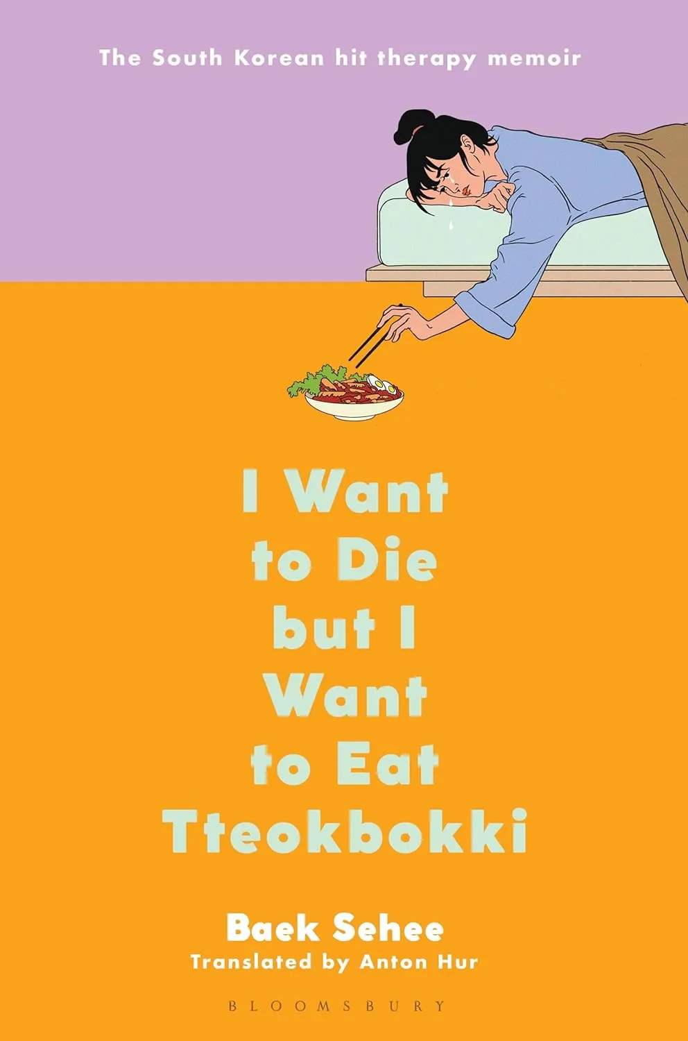 a graphic of a cover of I Want to Die but I Want to Eat Tteokbokki