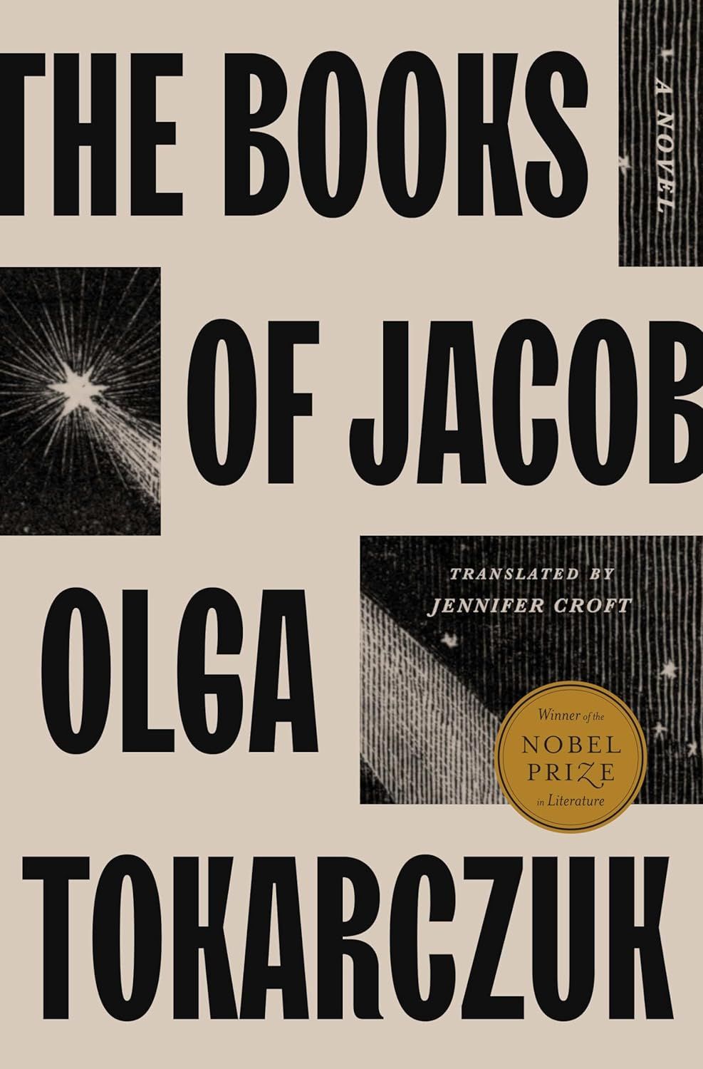 a graphic of the cover of The Book of Jacob by Olga Tokarczuk