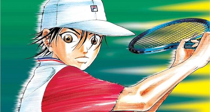 cropped cover of The Prince of Tennis, showing an illustration of someone swinging a tennis racket