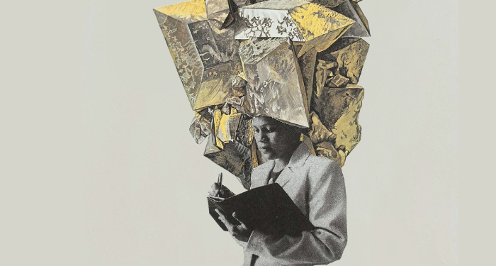 a cropped cover of You Get What You Pay For, showing a photo of a Black woman with crystalline formations above her head
