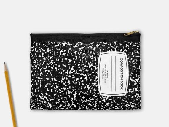 soft pencil case decorated with the cover of a composition notebook