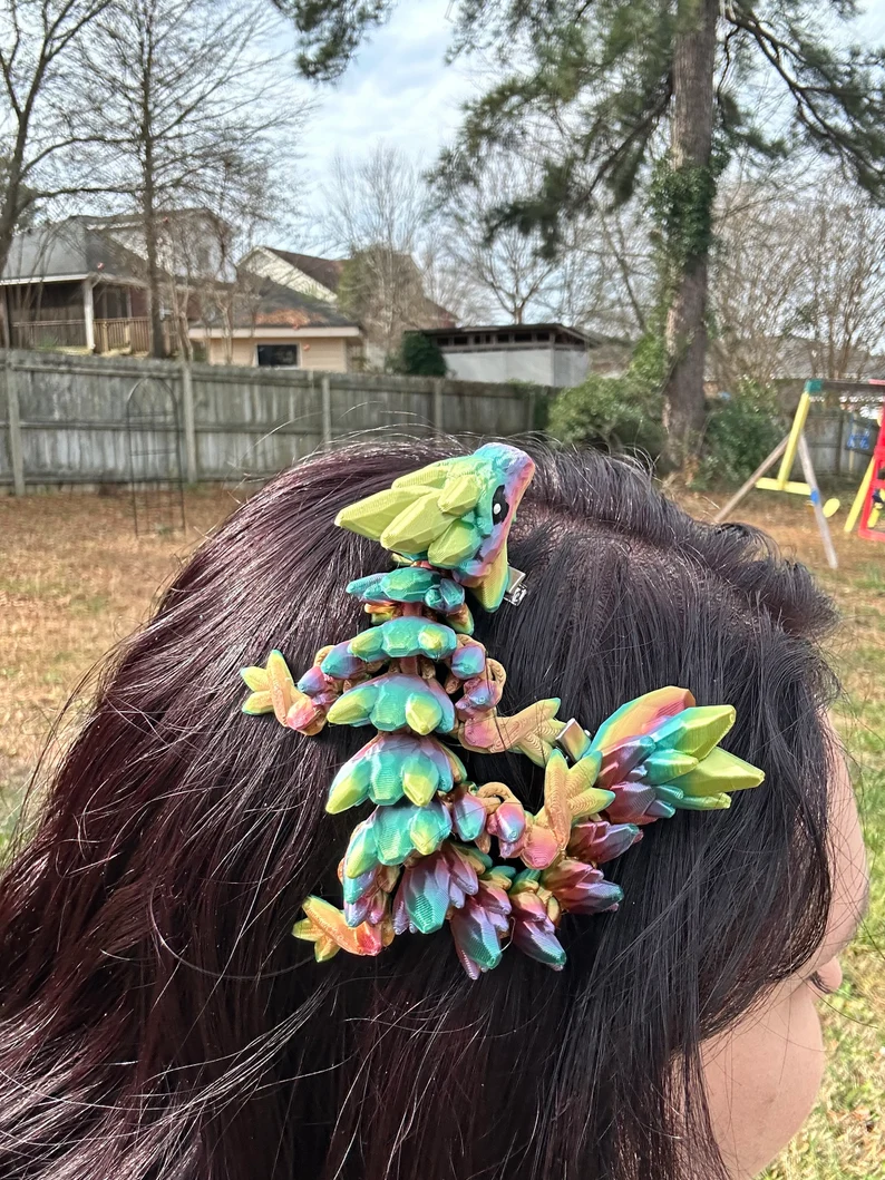 Rainbow colored dragon hair accessory