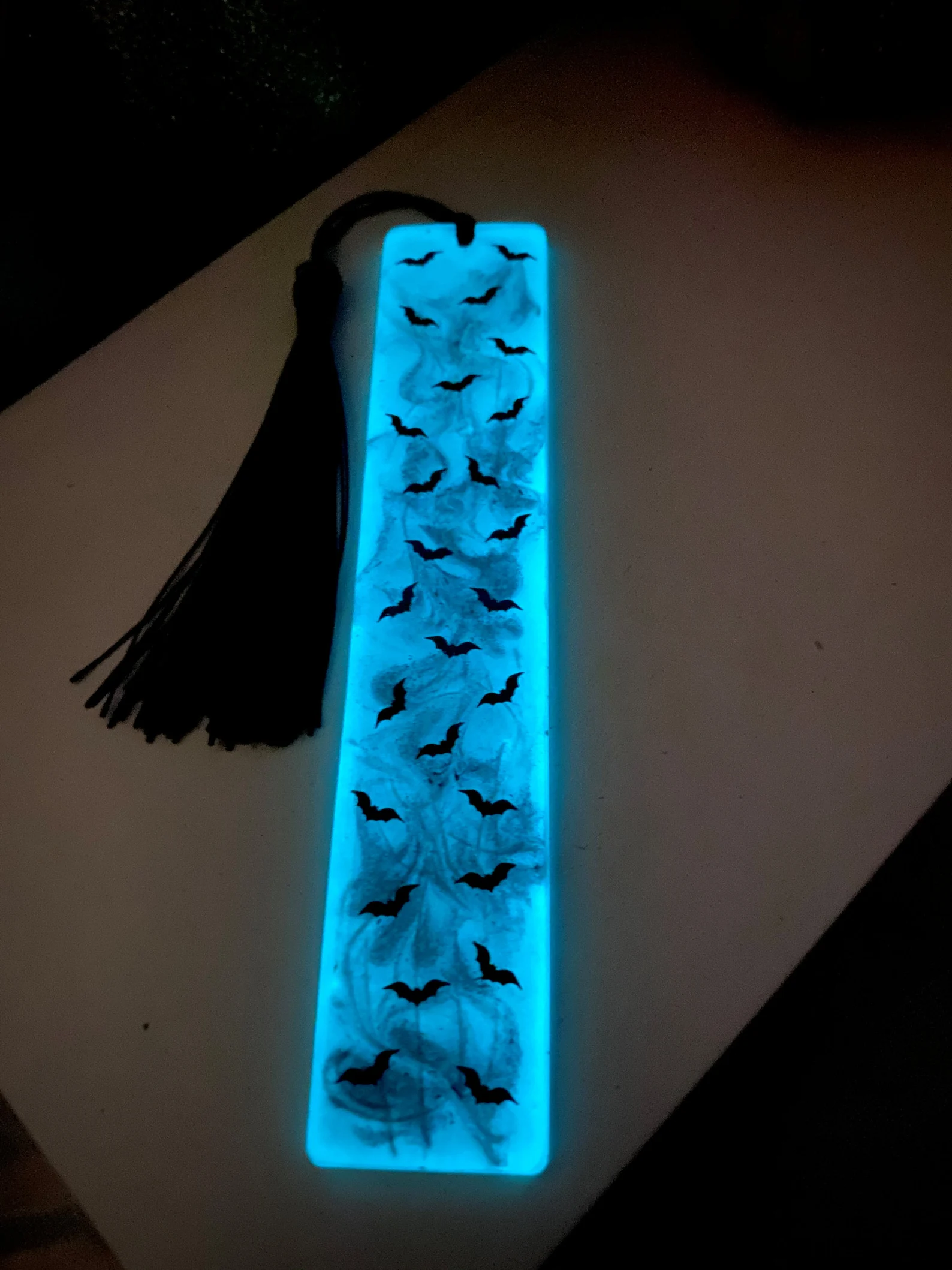 glow in the dark bat bookmark