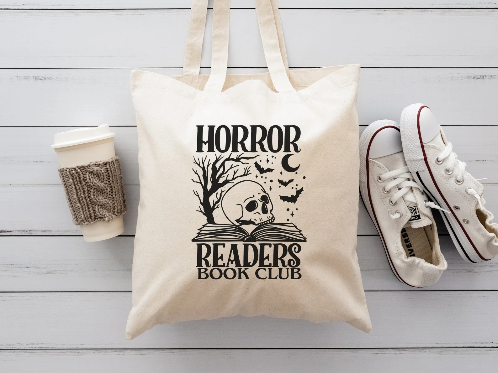 horror readers book club tote bag