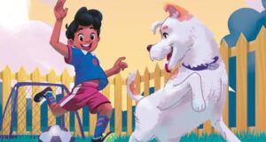 partial cover of José and Feliz Play Fútbol by Susan Rose & Silvia López, illustrated by Gloria Félix