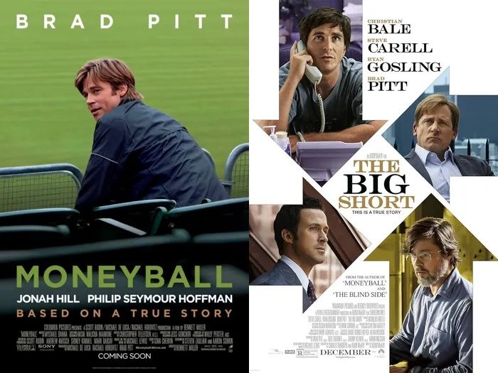 Movie posters of Moneyball and The Big Short