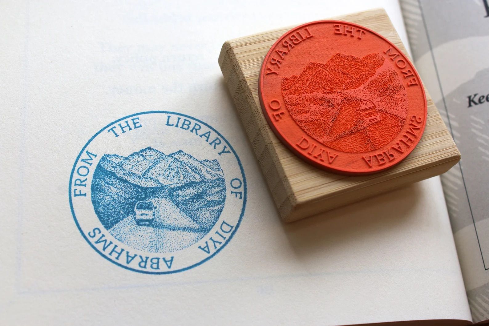 mountain scene book stamp cover