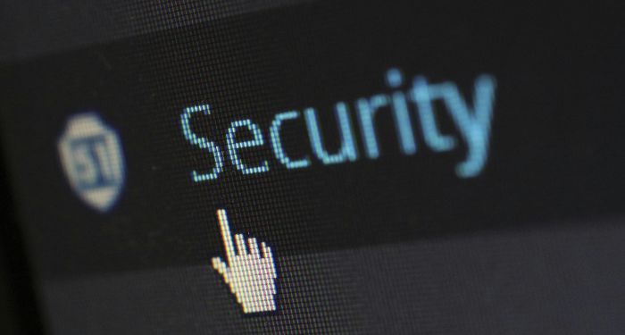 picture of a computer screen with the cursor hovering over the word security