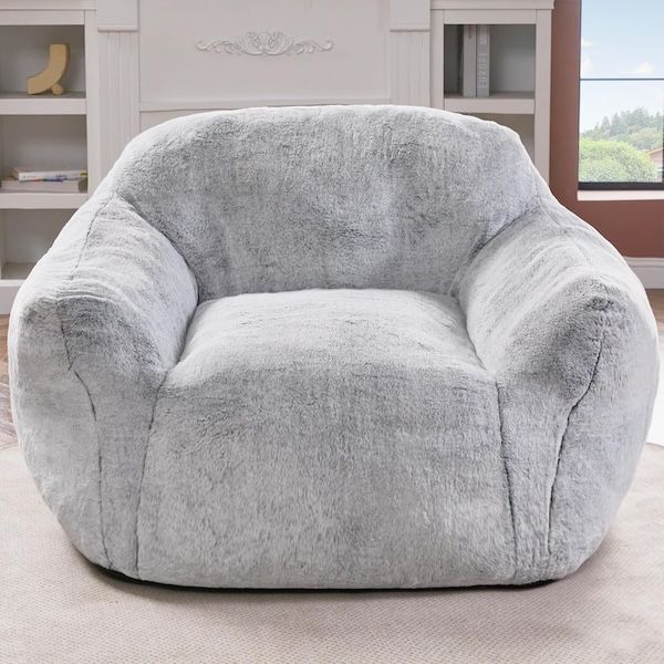 large light grey beanbag chair