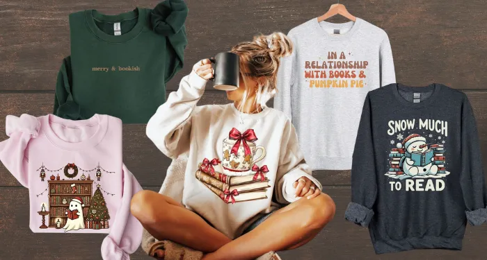 25 of the Best Bookish Holiday Sweatshirts to Cozy Up With