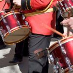 image of a marching band drum line