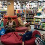 people reading in a library