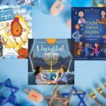 five covers of children's books about Hanukkah