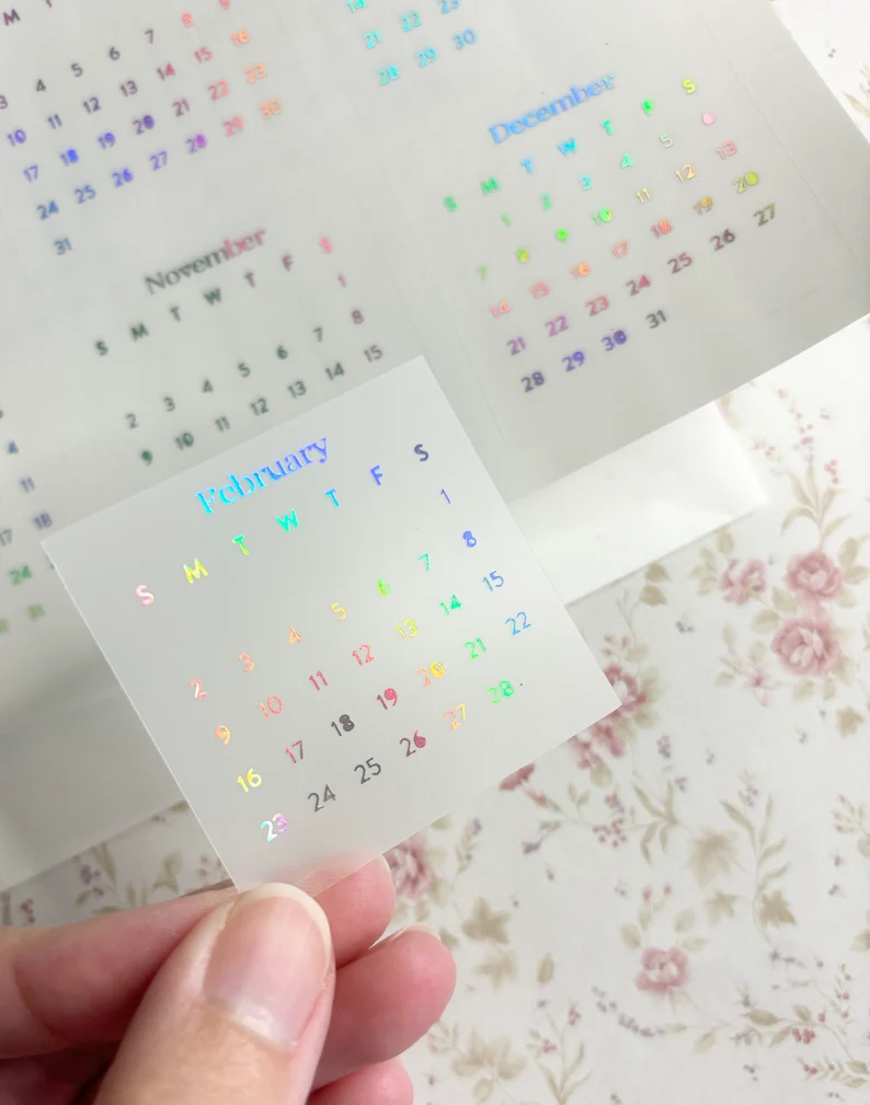 Rainbow holographic month at a glance stickers