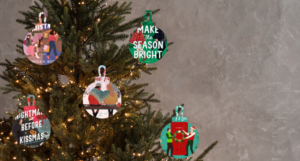 a christmas tree with queer holiday romances as baubles