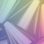 books with a rainbow gradient overlaid