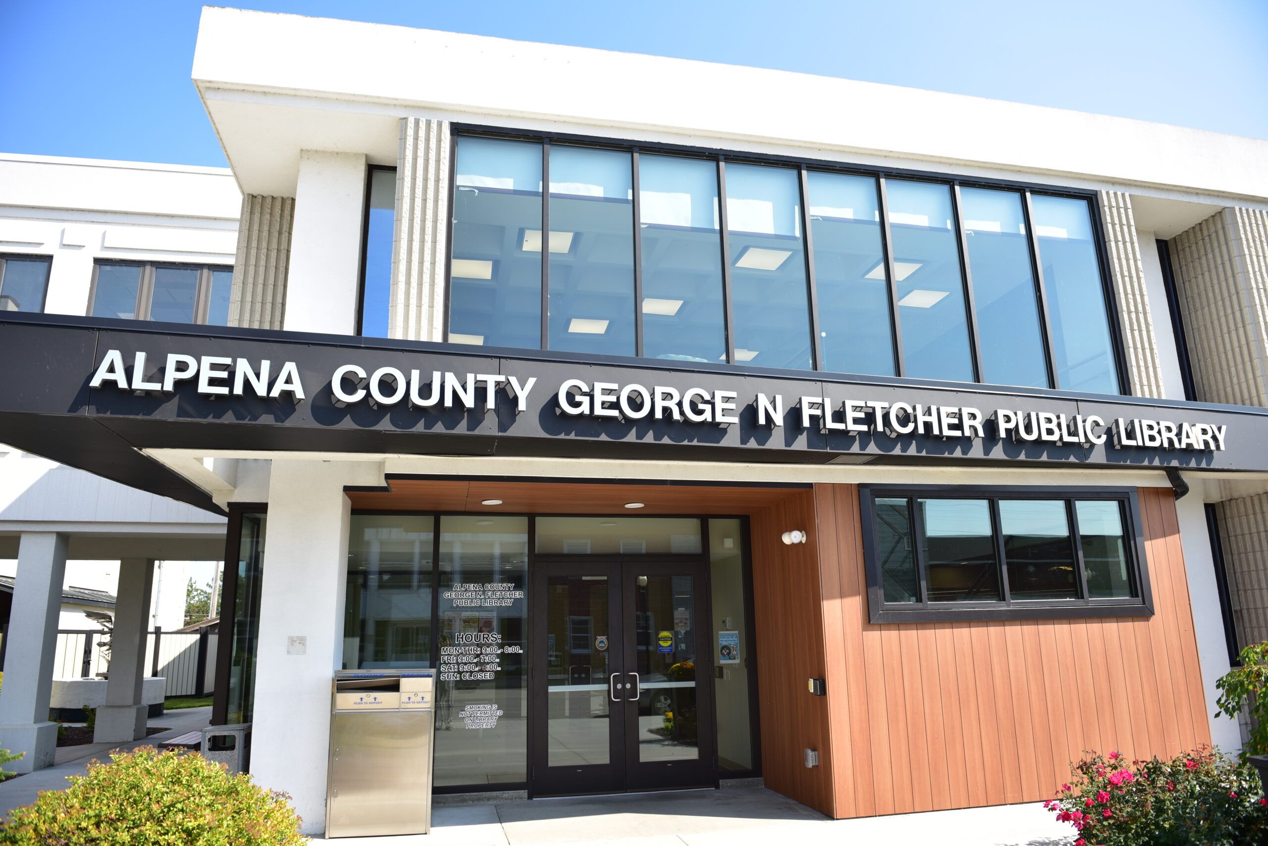 Image of front of Alpena Public Library. Provided by local source. 