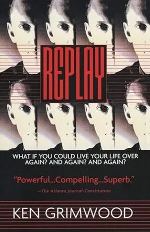 cover of Replay by Ken Grimwood; repeating image of a man's face