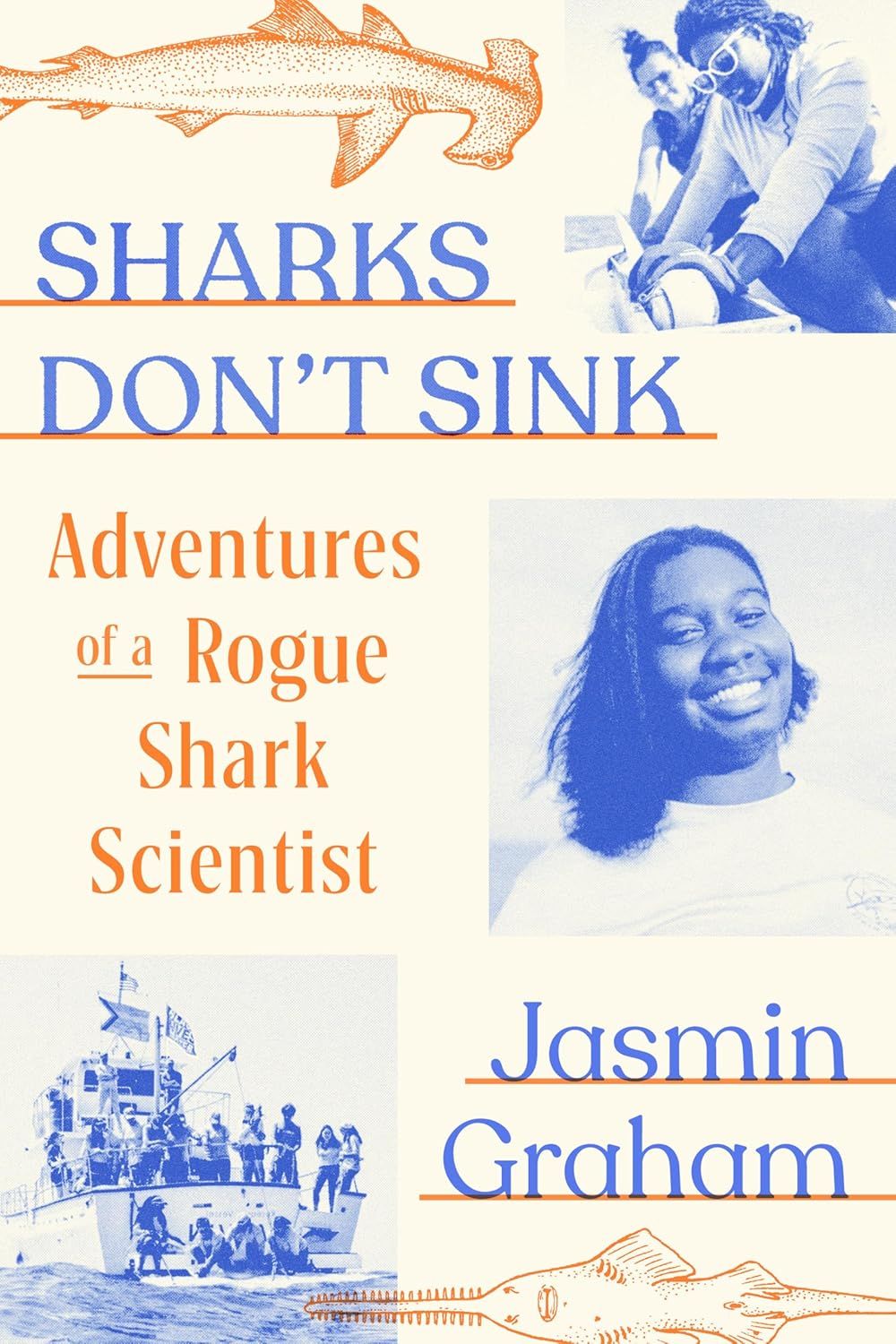 a graphic of the cover of Sharks Don't Sink