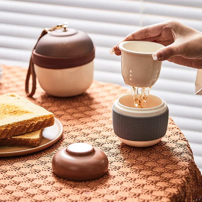 compact ceramic tea maker set photo