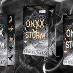 three edition of Onyx Storm against a smoky background