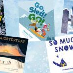 five covers of picture books about winter weather