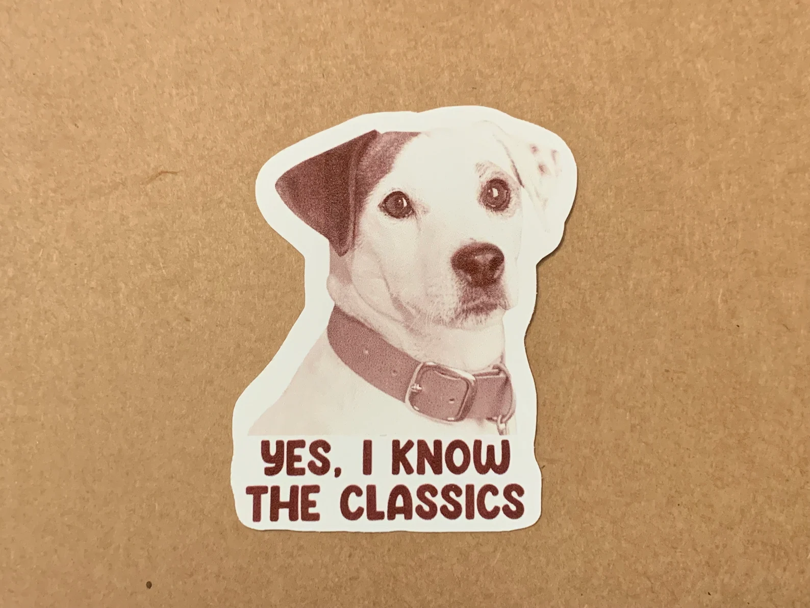 image of a sticker featuring wishbone the dog. It says "Yes, I know the classics."