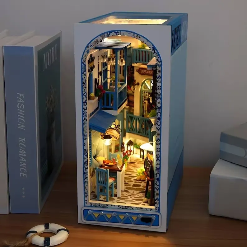 Alley in Santorini bookshelf insert