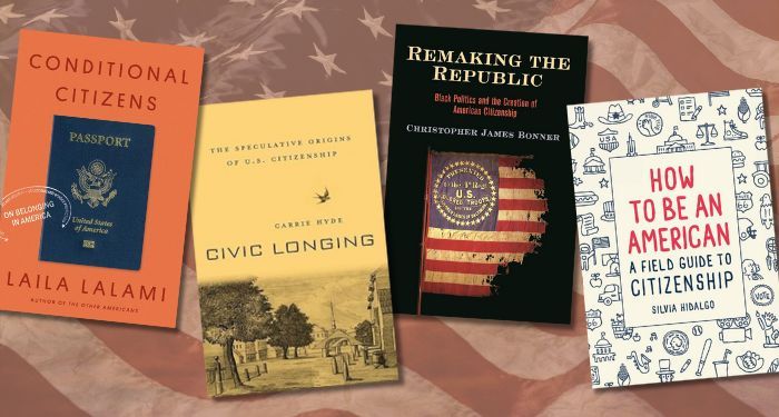 cover collage of books about american citizenship