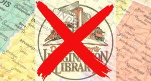 image of imagination library logo under a red x