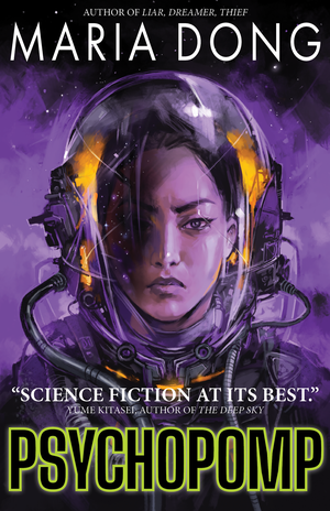 cover image with purple background of Psychopomp by Maria Dong, a SFF mystery/thriller
