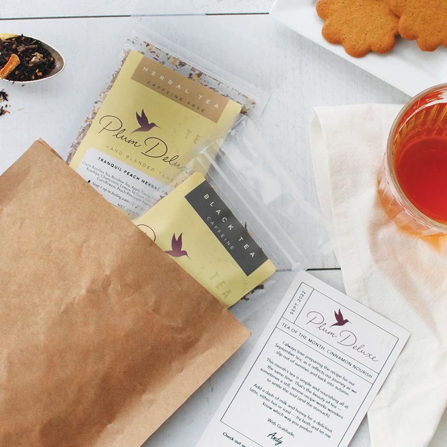 a bag with packets of tea